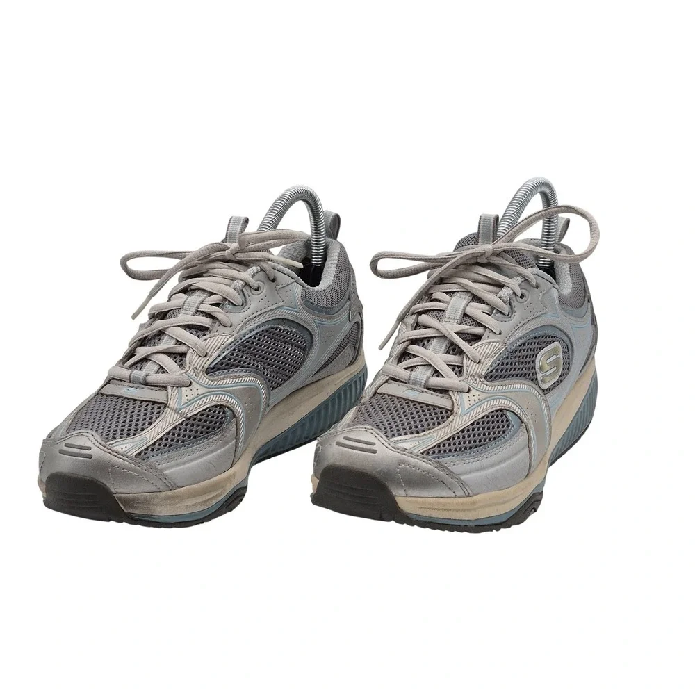 Skechers Shape-ups Shoes‎ Womens Size 8 Gray Leather Toning CN 12320 Sneakers